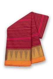 Maroon Handloom Chettinad Cotton Saree 10075080
