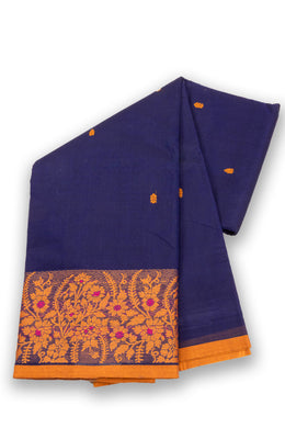 Blue Handloom Chettinad Cotton Saree 10075081