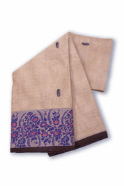 Beige Handloom Chettinad Cotton Saree 10075082
