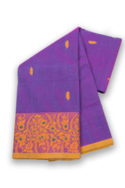 Purple Handloom Chettinad Cotton Saree 10075085