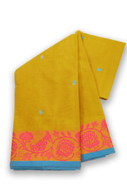 Yellow Handloom Chettinad Cotton Saree 10075088