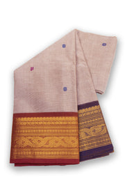 Beige Handloom Chettinad Cotton Saree 10075112
