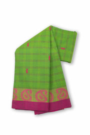 Green Handloom Chettinad Cotton Saree Without Blouse 10075120