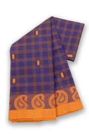 Blue Handloom Chettinad Cotton Saree Without Blouse 10075121