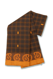 Black Handloom Chettinad Cotton Saree Without Blouse 10075122