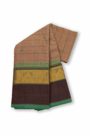 Brown Handloom Chettinad Cotton Saree Without Blouse 10075125