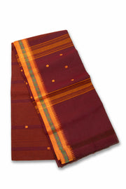Brown Handloom Chettinad Cotton Saree Without Blouse 10075133