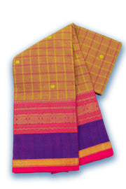 Orange Handloom Chettinad Cotton Saree Without Blouse 10075138