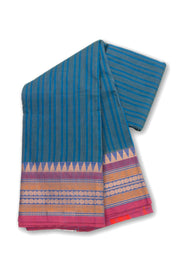 Blue Handloom Chettinad Cotton Saree Without Blouse 10075147