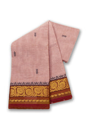 Beige Handloom Chettinad Cotton Saree Without Blouse 10075150