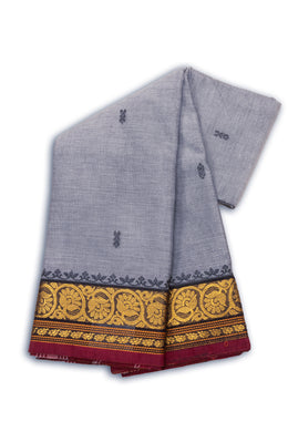 Grey Handloom Chettinad Cotton Saree Without Blouse 10075152