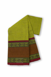 Green Handloom Chettinad Cotton Saree Without Blouse 10075155