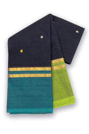 Black Handloom Chettinad Cotton Saree Without Blouse 10075157