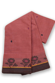 Mauve Handloom Chettinad Cotton Saree Without Blouse 10075159
