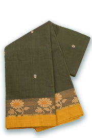 Green Handloom Chettinad Cotton Saree Without Blouse 10075160