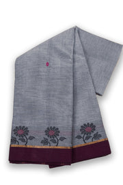 Grey Handloom Chettinad Cotton Saree Without Blouse 10075161