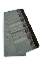Grey Handloom Chettinad Cotton Saree Without Blouse 10075164