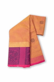 Orange Handloom Chettinad Cotton Saree Without Blouse 10075165