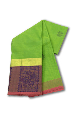 Green Handloom Chettinad Cotton Saree Without Blouse 10075166