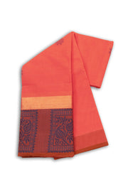 Peach Handloom Chettinad Cotton Saree Without Blouse 10075167