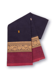 Black Handloom Chettinad Cotton Saree Without Blouse 10075168