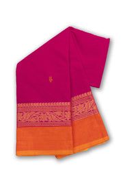 Pink Handloom Chettinad Cotton Saree Without Blouse 10075169