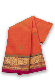 Orange Handloom Chettinad Cotton Saree Without Blouse 10075176