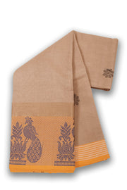 Beige Handloom Chettinad Cotton Saree Without Blouse 10075181