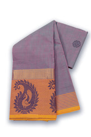 Violet Handloom Chettinad Cotton Saree Without Blouse 10075182