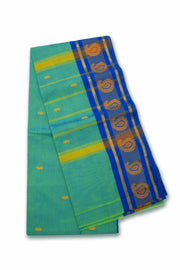 Blue Handloom Chettinad Cotton Saree Without Blouse 10075185