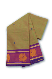 Green Handloom Chettinad Cotton Saree Without Blouse 10075186