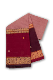 Mauve Handloom Chettinad Cotton Saree Without Blouse 10075187