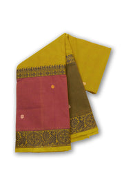 Yellow Handloom Chettinad Cotton Saree Without Blouse 10075188