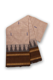 Brown Handloom Chettinad Cotton Saree Without Blouse 10075190