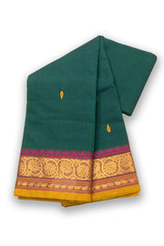 Green Handloom Chettinad Cotton Saree Without Blouse 10075151