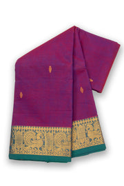 Magenta Handloom Chettinad Cotton Saree Without Blouse 10075196