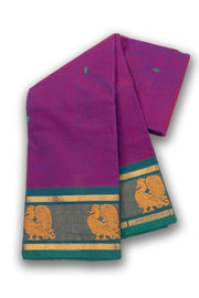 Magenta Handloom Chettinad Cotton Saree Without Blouse 10075197