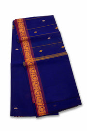 Blue Handloom Chettinad Cotton Saree Without Blouse 10075198