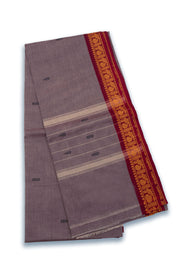 Brown Handloom Chettinad Cotton Saree Without Blouse 10075199