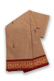 Beige Handloom Chettinad Cotton Saree Without Blouse 10075200