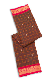 Brown Handloom Chettinad Cotton Saree 10075839