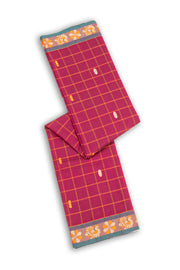 Raspberry Crush Magenta Handloom Chettinad Cotton Saree With Checks Design 10075857