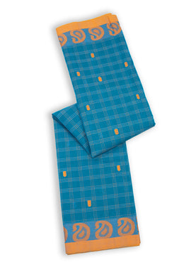 Blue Handloom Chettinad Cotton Saree 10075869