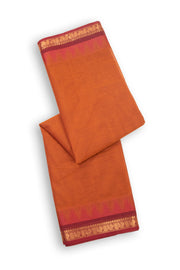 Brown Handloom Chettinad Cotton Saree With Temple Border 10075876