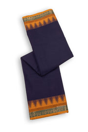 Blue Handloom Chettinad Cotton Saree With Temple Border 10075877