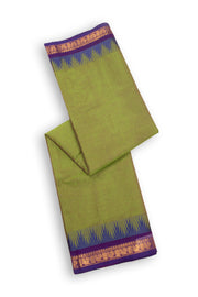 Green Handloom Chettinad Cotton Saree With Temple Border 10075878