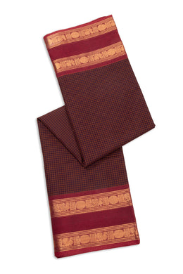 Brown Handloom Chettinad Cotton Saree 10075881