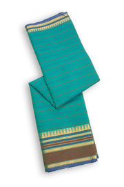 Green Handloom Chettinad Cotton Saree With Temple Border 10075902