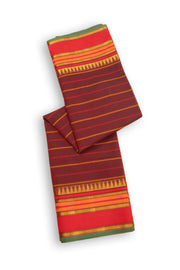 Maroon Handloom Chettinad Cotton Saree With Temple Border 10075905