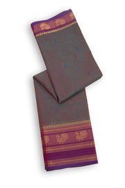 Blue Handloom Chettinad Cotton Saree With Peacock Border 10075915